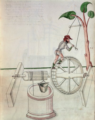 Man Putting into Motion a Wheel-Driven Well, illustration from 